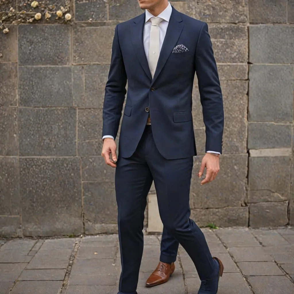 Jakie spodnie do granatowej marynarki na wesele?